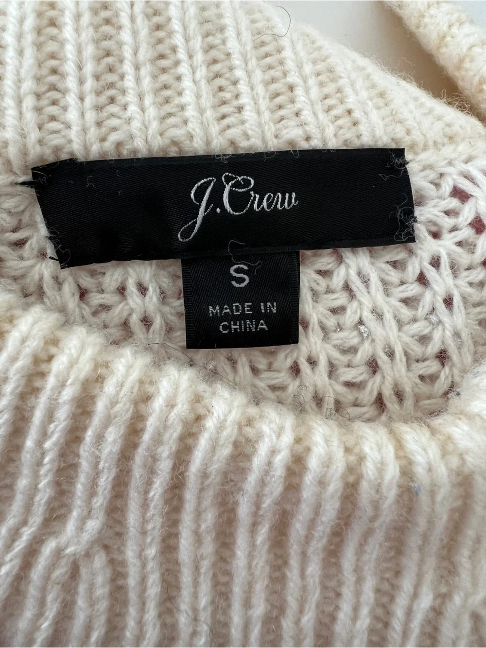 J. Crew Pom-Pom Cable-Knit Sweater Cream Lambswool Blend Small